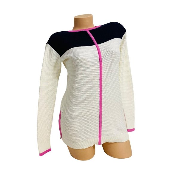 Talbots Women's P Petite Sweater Sides Zipper Long Sleeve Crew Neck Pullover‎ - Picture 1 of 7
